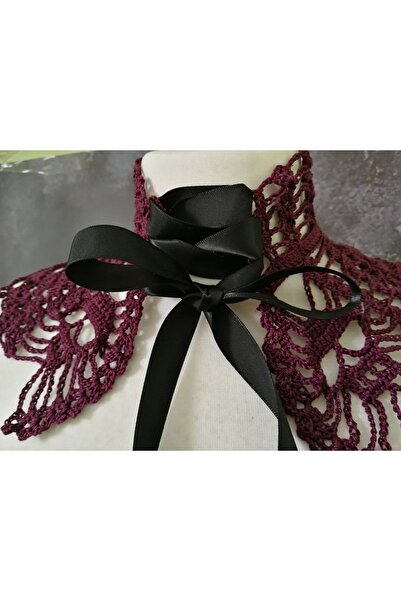 YOS TREND Gotik Mor Renkli Kadın Aksesuar Yaka Boyunluk | Siyah Kurdele Ve Ku...
