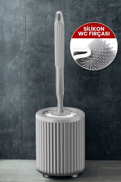 Sas Haus Gray Silicone Toilet Brush - Practical WC Toilet Brush 3025