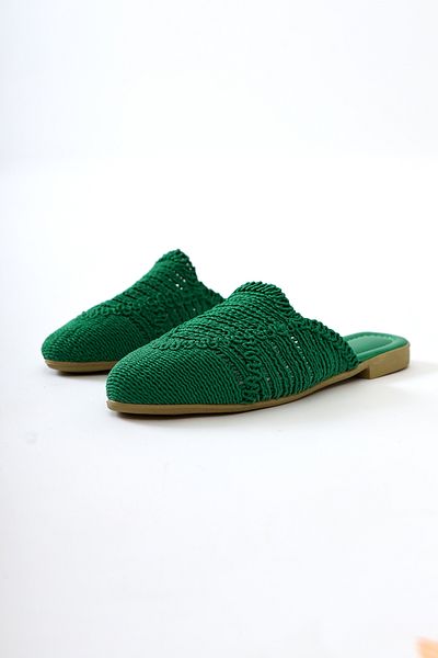 Limoya Mary Jane Green Knitted Women's Slippers