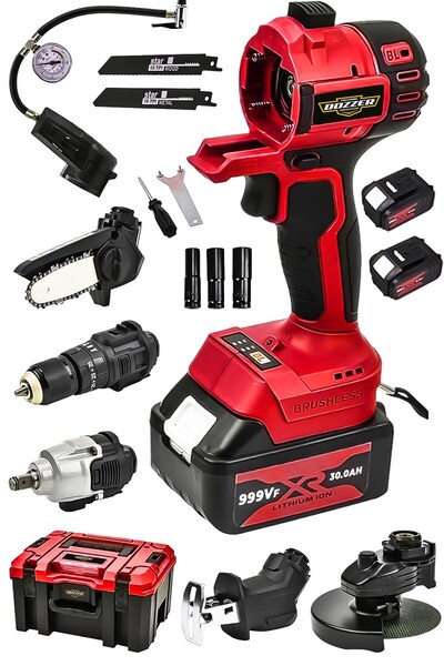 DOZZER Alman 999Vf 6 Kafalı Süper Set Darbeli Matkap Testere Tilki Kuyruğu Ta...