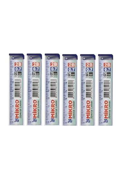 Mikro Min Pencil Tip 0.7 Tip 2B with Graduated Ruler (6 Pcs)