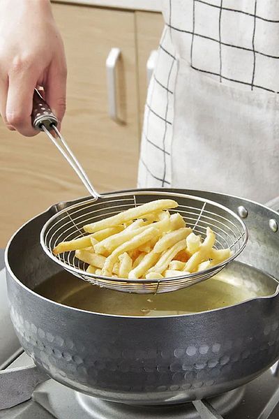 Sekiz8 Set of 3 Stainless Steel Frying Colander, Oil Strainer, Steel Wire Ladle, 2x 13 cm and 1x 11 cm Diameter