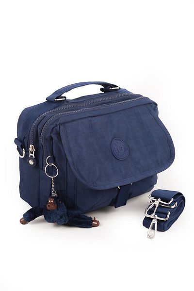 İMAKS Țesătură șifonată impermeabilă bleumarin - Geantă de umăr cu velcro, cu mai multe compartimente, cu mâner încrucișat 12-6p