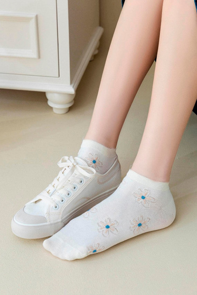 İbrahim Berk Памучни летни ботуши - шарени къси чорапи, дължина до глезена, 5 чифта ботуши