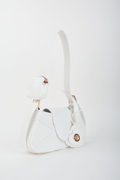 Vivaq Women's Lotus White Baguette Wallet Design Faux Leather Snap Closure Hand and Shoulder Bag