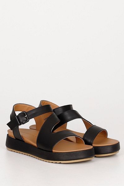 GÖNDERİ(R) Schwarze Damensandalen mit Keilsohle 38024
