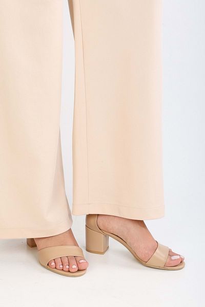 Shoeberry Aria Single Striped Nude Color Thick Heel Women's Shoes