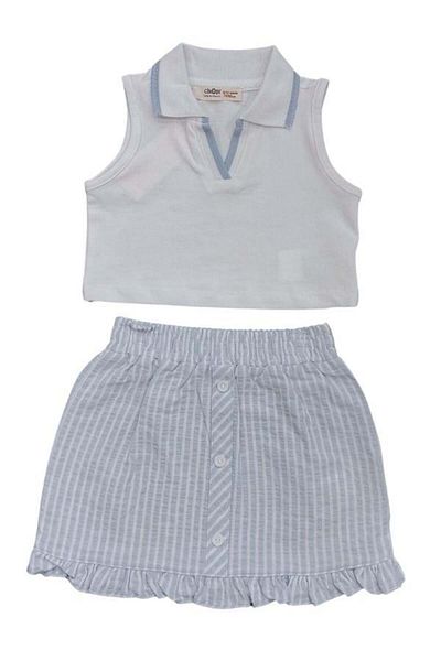 Çikoby Polo Collar Baby Girl Suit - With Skirt