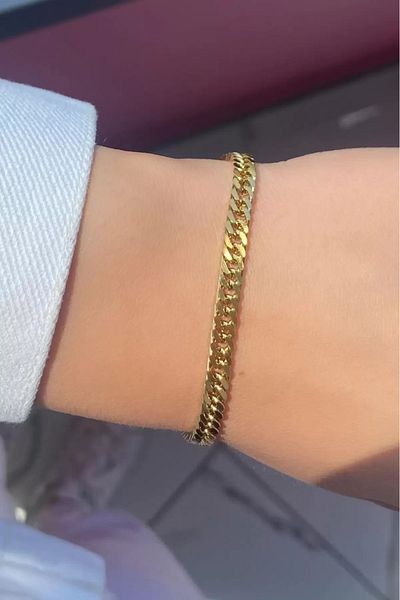 Only Vogue Gold Colored Steel Bracelet - Chain Detailed, 2 Years Warranty (Unisex)
