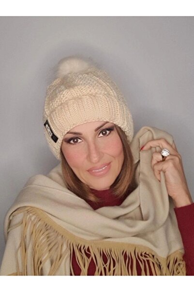 Senbeno Design İÇİ YUMUŞACIK PELÜŞ POLARLI KALIN BEJ TRİKO BERE