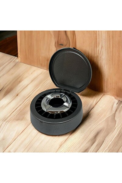 Atomic Kapaklı Metal Sigara Söndüren Küllük Crakel Siyah 13cm