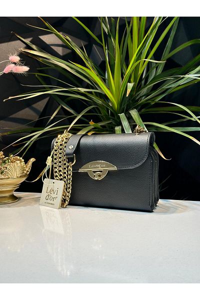 Levidor Levidor Special Color Combination Faux Leather Shoulder Bag - Hand and Arm Detail