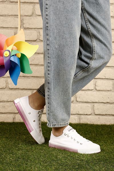 GÖNDERİ(R) White Linen Laced Women's Daily Sports Flat Sole Linen Sneaker 35233
