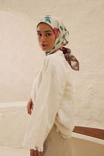 Fresh Bridget Pattern Cotton Vual Scarf Rose