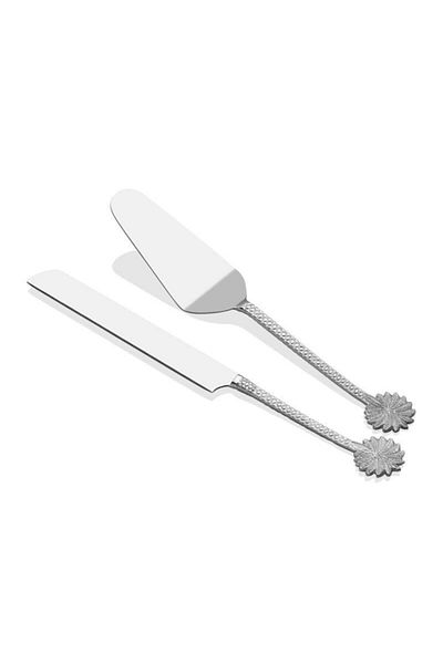 La madore Lamedore Fiesta 2-Piece Silver Cake Serving Set - 1hrz-2738sc