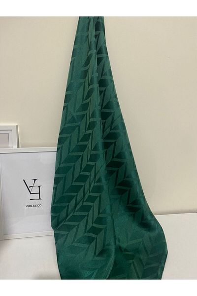 ARMANDA Emerald Green Italian Jacquard Zigzag Pattern Violescarf Shawl