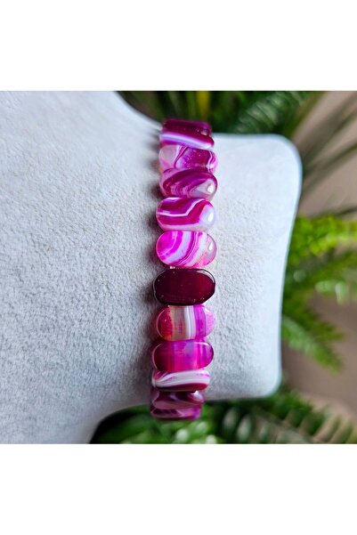 Singincraft 1 ADET - Pembe Akik Doğal Taş Rolex Bileklik - ( El Yapımı Tasarı...