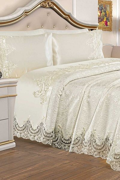 Dekoreko Double Sultan Pique Set 6 Pieces Cream