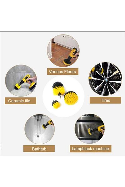 Dalian Home Set of 3 Bathroom Bathtub Shower Cabin Auto Rubber Seat Washing Brush Attachable to Drill Bit