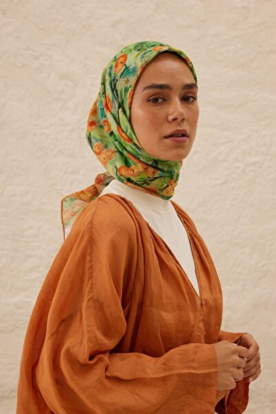 Fresh PEACH GARDEN DESEN PAMUK VUAL EŞARP ŞEFTALI