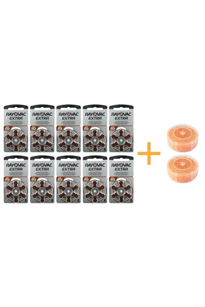 Rayovac Extra 312 No Işitme Cihazı Pili (10 Paket X 6= 60 Adet) + Hediye Nem Alıcı Tablet, Yesmed
