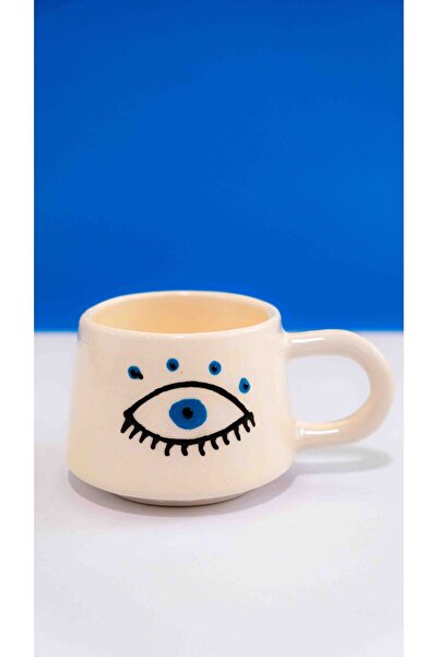 touchmughm Handmade Ceramic Coffee Cup, Ceramic Double Mug, Ceramic Classic Handle Eye