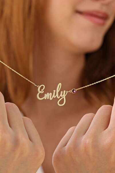 HomSilverjewelry 925 Ayar Gümüş Kişiye Özel Isimli Doğum Taşı Tasarımlı Kadın...