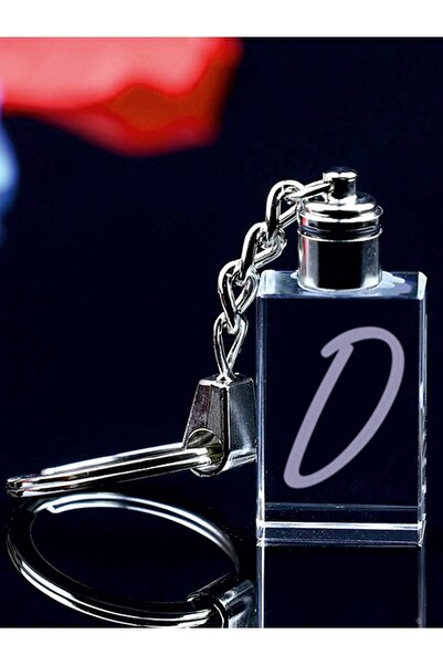 MERTKRİSTAL Breloc cu litera D, breloc cu litere, breloc cu sticlă gravată