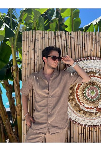 SAVA Textured Camel Striped Shirt