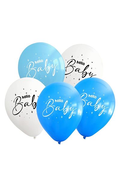 Kalisan Hello Baby Printed Blue Latex Balloon 10 Pieces