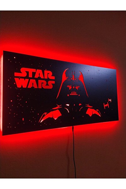 SUN DİZAYN Star wars çoçuk odası dekoratif ahşap mdf led ışıklı tablo