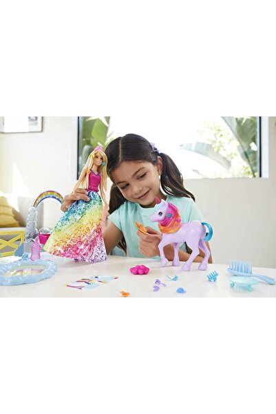 Barbie Dreamtopia Bebek Ve Tek Boynuzlu At Renk Değiştiren Tuvaletiyle 18 Aksesuar