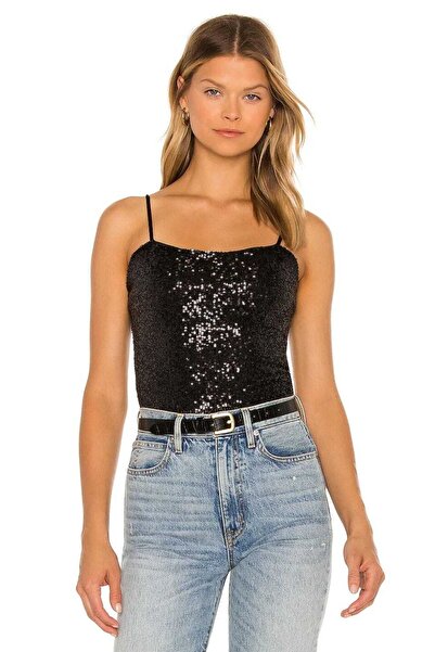 By Kul Design Kadın Siyah Askılı Payet Bluz