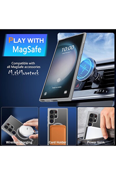 m.tk moveteck Samsung Galaxy S24 Ultra Kılıf Mat Magsafe Şarj Özellikli Darbe Önleyici Hassas Butonlu Renkli Kenar