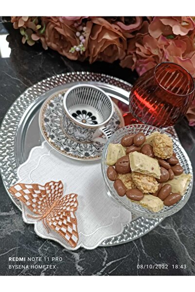 LASETU Șervețel de cocktail cappuccino cu detaliu fluture și șervețel de prezentare 1 buc