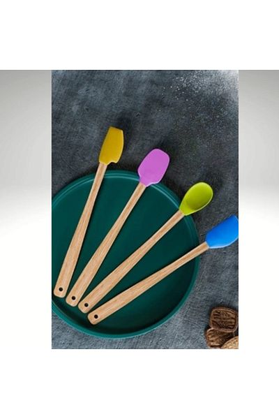 Righton Set of 4 Heat Resistant Silicone Spatulas - Colorful Kitchen Spoon