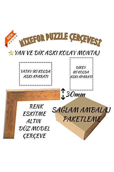 mixefor 2000 Parça Puzzle Çerçevesi  2.ölçü 96cm x 66cm Renk Altın