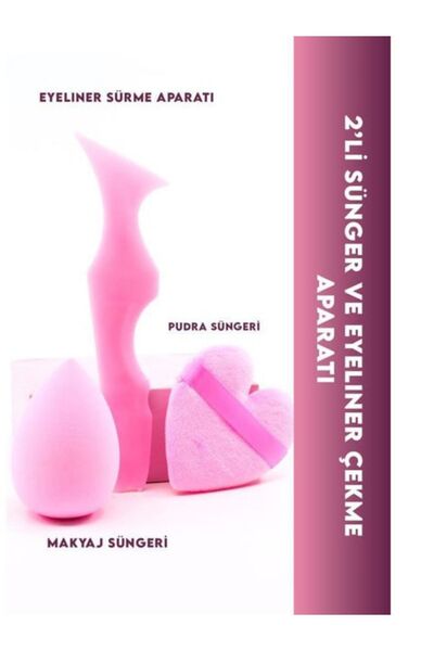 CNGZSHOP cilt bakım seti pudra fondöten süngeri ve eyeliner çekme aparatı seti