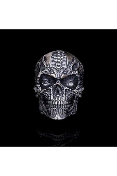 vogutima Gümüş Yüzük - Motorcu Kuru Kafa Benzersiz 925 Ayar Gümüş Sevgiliye E...