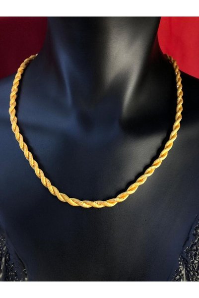 vogutima jewelery&silver by timuçin mavili Silvery Straw Color Rope All Kinds of Necklace Inserted End Part Brass Lock Part Steel Necklace