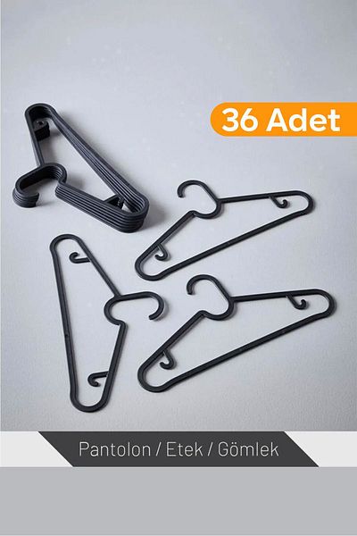 ESTİ 36 Pieces - Black Dress, Scarf, Shirt, T-Shirt Hanger Unbreakable Hanger