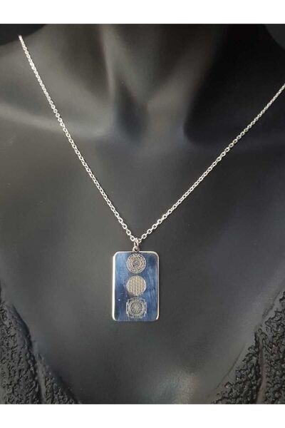 vogutima Kadın Erkek Gümüş Kolye - Hz.süleymanın Mührü,yaşam Çiçeği V Sri Yan...