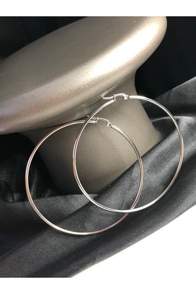 vogutima 7.0mm White Steel Hoop Earrings - Gift for Lover, Mother, Wife and Friend