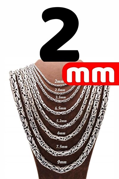 vogutima Gümüş Kolye - 2mm Yuvarlak Kral Model 925 Ayar Erkek Gümüş Kolye Zincir