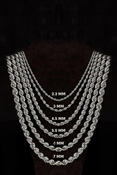 vogutima Gümüş Kolye - 4.5mm Burma Model Halat Zincir 925 Ayar Unisex Gümüş K...