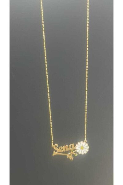 vogutima Kadın Gümüş Kolye - Sena Yazılı Papatya Isim • Işıklı Kutuda • Sevgi...
