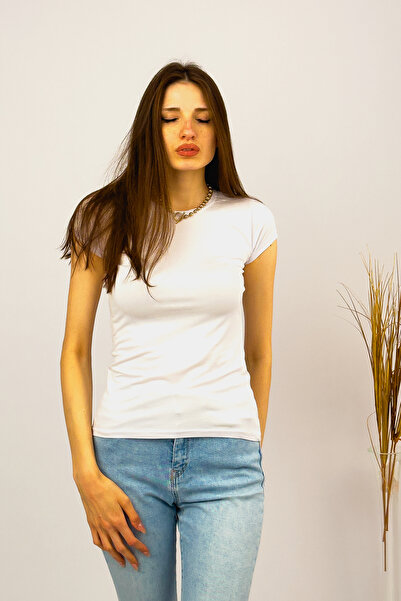 Betimoda Γυναικείο κοντομάνικο κορμάκι με λαιμόκοψη λευκό 1 τεμάχιο