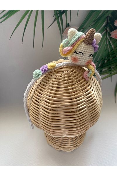 Kadın Girişimciler Atölyesi Unicorn Amigurumi, lucrat manual, 100% bumbac, coroană și set de 2 catarame unicorn