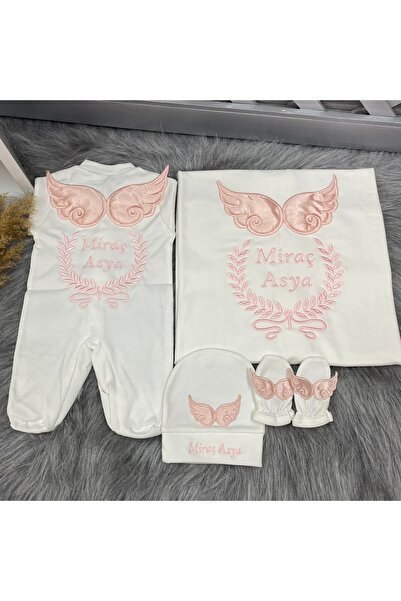 forbebis طقم خروج من المستشفى مكون من 4 قطع مطرزة من Baby Pattern