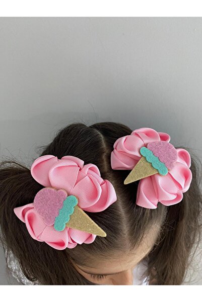 Stil Tasarım Toka Dondurmalı pembe 2 li toka